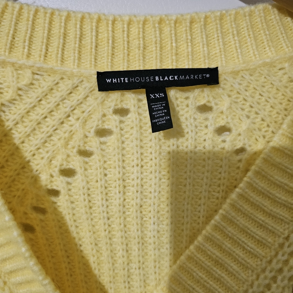 White House Black Market Yellow Bee Cardigan Sweater - Picture 3 of 4